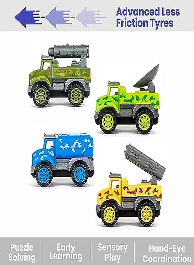 PASCOL Military Toy Truck,Combat Military Toy Truck Battle Military Truck Lancher Truck, Missile Launcher Truck and Rescue Vehicle. Best Fun Model Educational Return Gift (Pack of 4) - Image 3